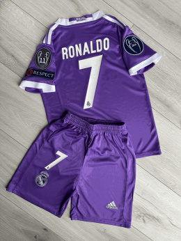 Komplet Dziecięcy Strój Piłkarski Real Madryt UCL Final 2016/2017 Away Retro, #7 Ronaldo