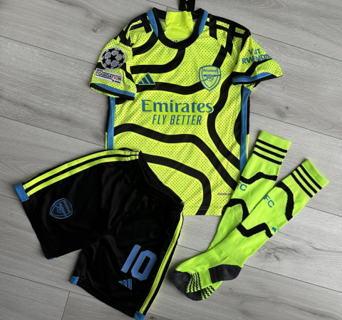 Piłkarski KompletStrój Dziecięcy Arsenal Londyn Away 2023/2024 - kup online Pilkarskiekoszulkiretro.pl , Saka, Odegaard