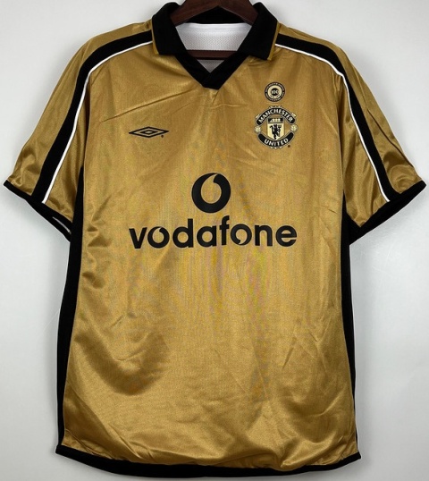 Koszulka Piłkarska Manchester United 2001/2002 100th Anniversary Gold Retro, Beckham, van Nistelrooy, Scholes