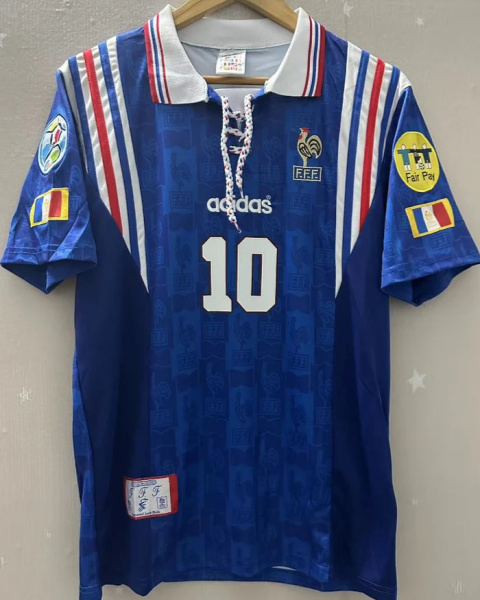 Koszulka Piłkarska Francja Euro 1996 Home Retro, #10 Zidane