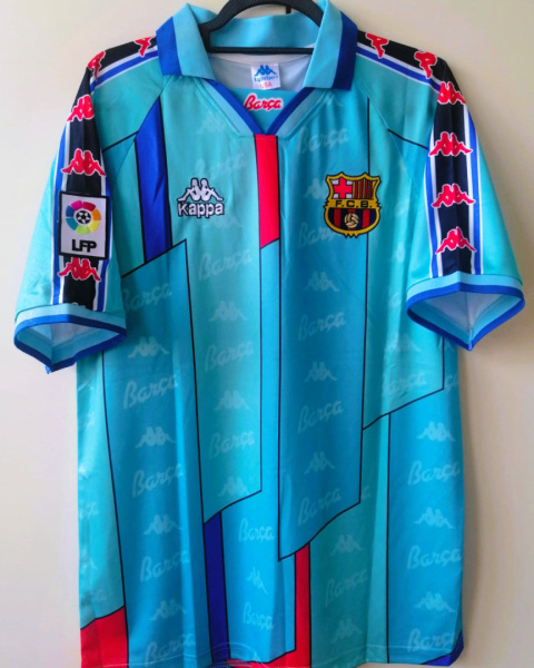 Koszulka Piłkarska FC Barcelona 1996/1997 Retro Wyjazdowa, Ronaldo, Guardiola, Figo