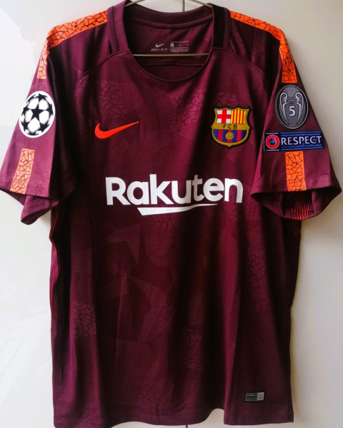 Koszulka Piłkarska FC Barcelona 2017/2018 Away Retro, MESSI, SUAREZ, NEYMAR, INITESTA, XAVI