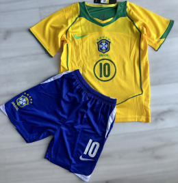 Piłkarski Komplet Strój Dziecięcy Brazylia 2004 Home Retro, Ronaldinho, Ronaldo