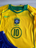 Piłkarski Komplet Strój Dziecięcy Brazylia 2004 Home Retro, Ronaldinho, Ronaldo