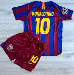 Piłkarski Komplet Strój Dziecięcy FC Barcelona 2005/2006 Home Retro, Ronaldinho, Messi