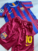 Piłkarski Komplet Strój Dziecięcy FC Barcelona 2005/2006 Home Retro, Ronaldinho, Messi