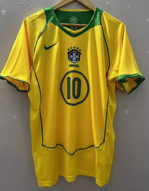 Koszulka Piłkarska Brazylia 2004 Home Retro, Ronaldinho, Ronaldo