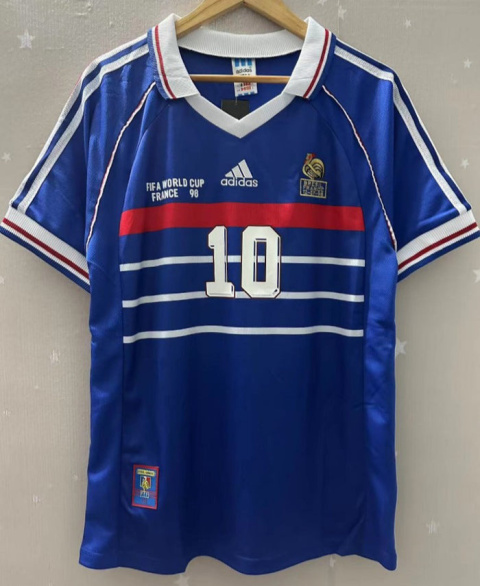 Koszulka Piłkarska Francja 1998 Home MŚ Retro, #10 Zidane