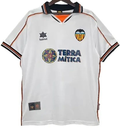 Koszulka Piłkarska Valencia 1999/2000 Home Retro, Mendieta, Claudio Lopez, Kily Gonzalez