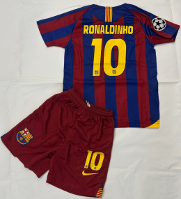 Piłkarski Komplet Strój Dziecięcy FC Barcelona 2005/2006 Home Retro, Ronaldinho, Messi