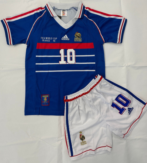 Piłkarski Komplet Strój Dziecięcy Francja 1998 Home MŚ Retro Dla dzieci, #10 Zidane